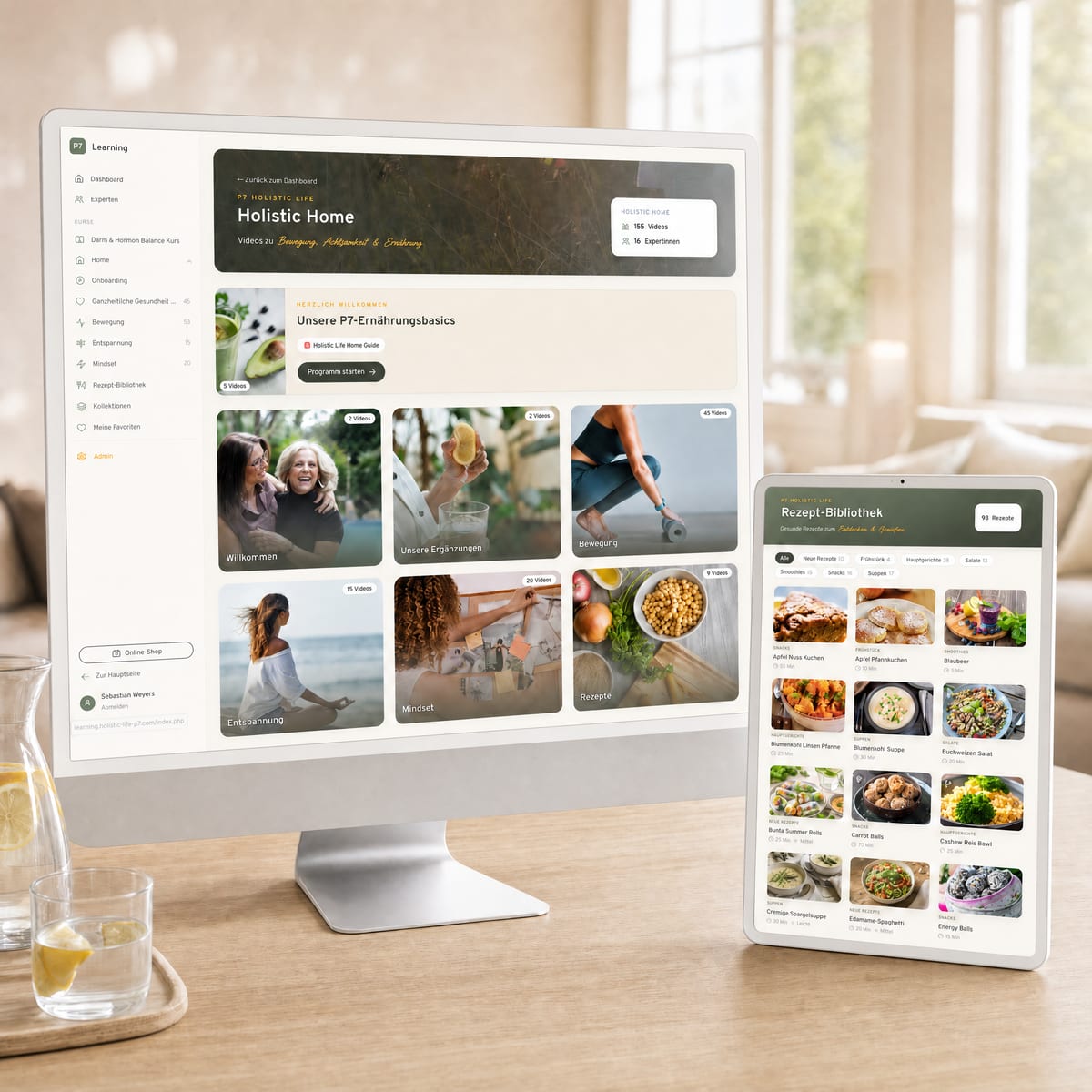 Membership-Bereich auf Monitor und Tablet